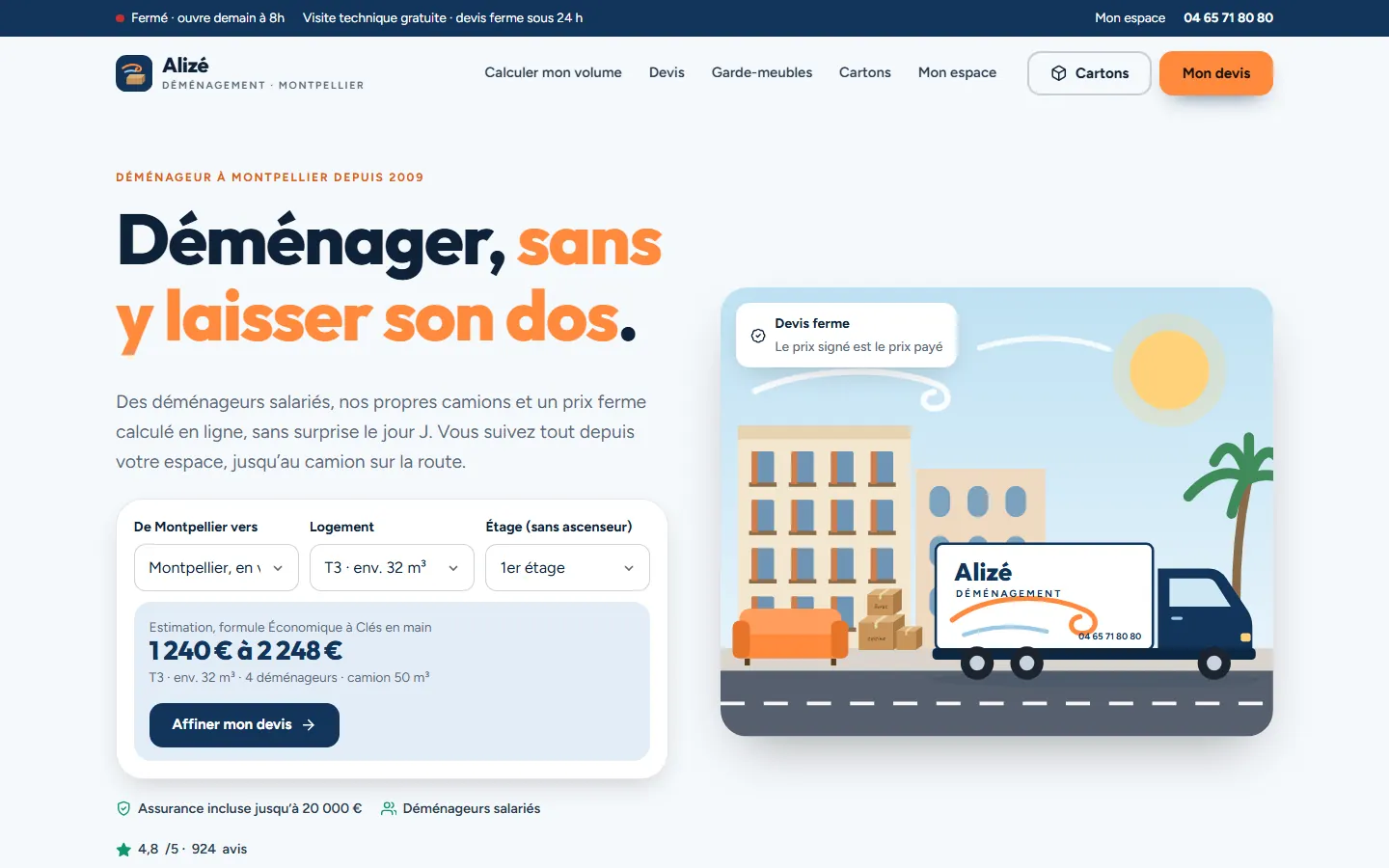 Site déménageur : le devis qui se fait tout seul