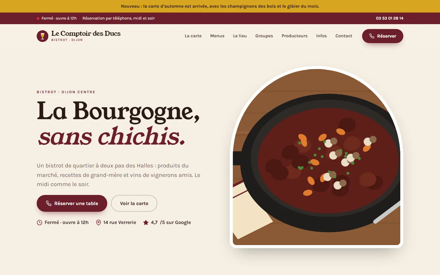 Site d’exemple de la formule Pro : Le Comptoir des Ducs