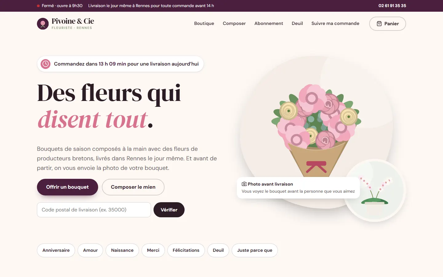 Site fleuriste : la boutique qui livre le jour même