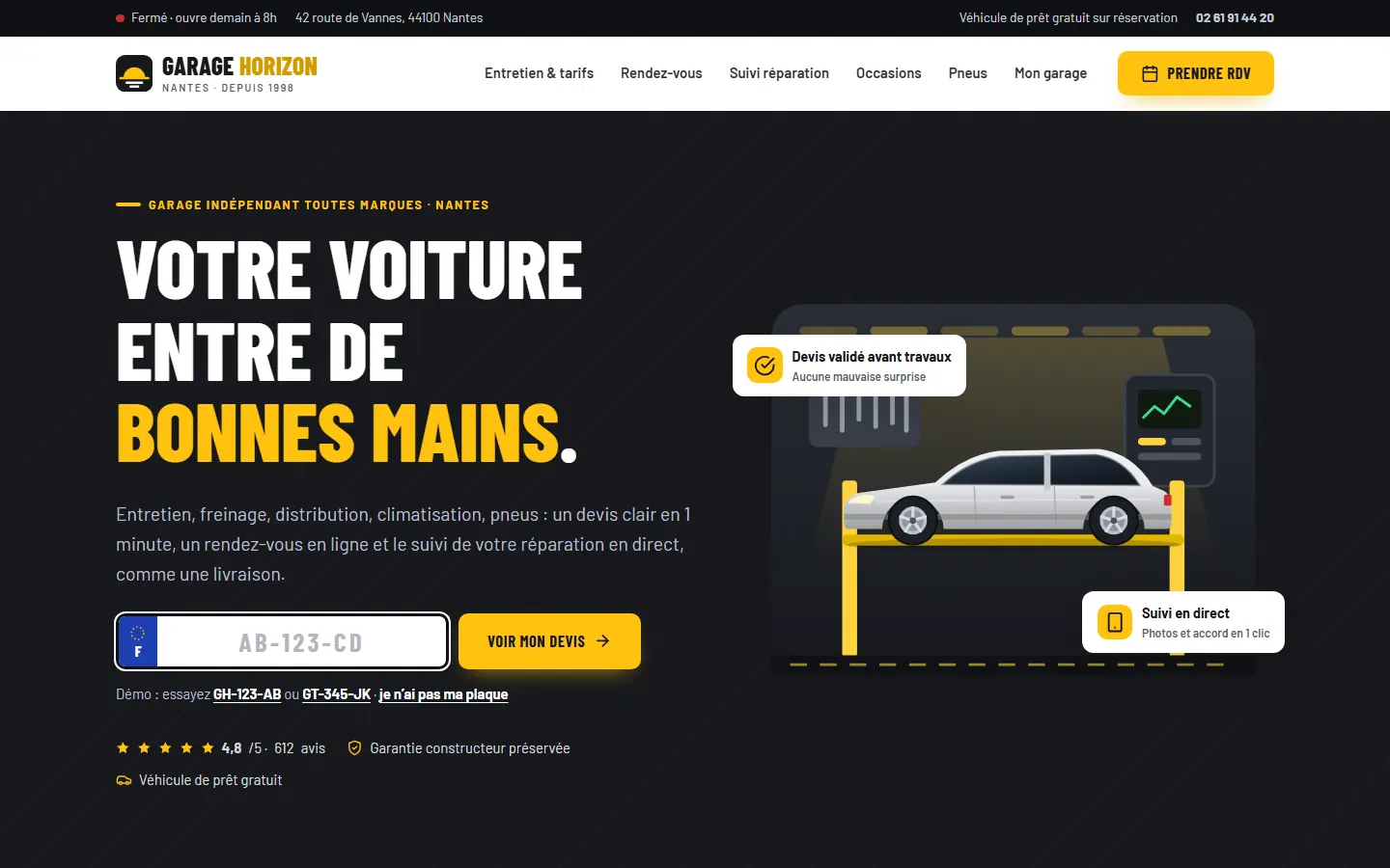 Site garage automobile : l’atelier qui se remplit tout seul