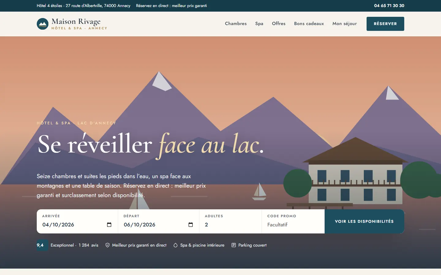 Site hôtel & spa : des réservations en direct, sans commission
